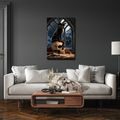 WANDBILD GEHEIMNISVOLLE KATZE IM GOTISCHEN STIL - HALLOWEEN- UND HORROR-BILDER - BILDER