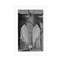 POSTER WITH MOUNT MANHATTAN BRIDGE IN NEW YORK CITY IN BLACK AND WHITE - BLACK AND WHITE - POSTERS