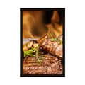 POSTER GRILLED BEEF STEAK - WITH A KITCHEN MOTIF - POSTERS