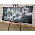 IMPRESSION SUR TOILE FANTAISIE FLORALE EN NOIR ET BLANC - IMPRESSIONS SUR TOILE NOIR ET BLANC - IMPRESSION SUR TOILE