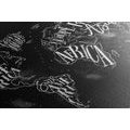 CANVAS PRINT TRENDY BLACK AND WHITE WORLD MAP - PICTURES OF MAPS - PICTURES