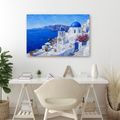 WANDBILD BLAUE KUPPELN VON SANTORINI - BILDER MEER UND STRAND - BILDER