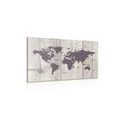 CANVAS PRINT BROWN MAP ON A WOODEN BACKGROUND - PICTURES OF MAPS - PICTURES