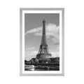 POSTER WITH MOUNT BEAUTIFUL PANORAMA OF PARIS IN BLACK AND WHITE - BLACK AND WHITE - POSTERS