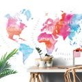 SELF ADHESIVE WALLPAPER WORLD MAP IN WATERCOLOR DESIGN - SELF-ADHESIVE WALLPAPERS - WALLPAPERS