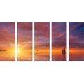 5-PIECE CANVAS PRINT ABANDONED BOAT AT SEA - PICTURES OF NATURE AND LANDSCAPE - PICTURES