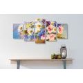 5-PIECE CANVAS PRINT OIL PAINTING OF SUMMER FLOWERS - PICTURES FLOWERS - PICTURES