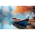 CANVAS PRINT A BOAT ON A DESERTED LAKE - PICTURES LAKES - PICTURES