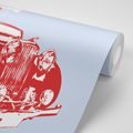 SELF ADHESIVE WALLPAPER RETRO CAR WITH AN ABSTRACTION - SELF-ADHESIVE WALLPAPERS - WALLPAPERS