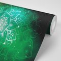 SELF ADHESIVE WALLPAPER GREEN MANDALA WITH A GALACTIC BACKGROUND - SELF-ADHESIVE WALLPAPERS - WALLPAPERS