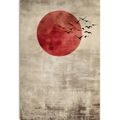 WANDBILD ROTER MOND IM JAPANDI-STIL - JAPANDI WANDBILDER - BILDER