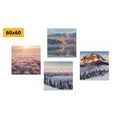 CANVAS PRINT SET WINTER NATURE WITH CLOUDS - SET OF PICTURES - PICTURES