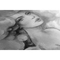 CANVAS PRINT WOMAN'S CHARM IN BLACK AND WHITE - BLACK AND WHITE PICTURES - PICTURES