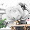 SELF ADHESIVE WALLPAPER BLACK AND WHITE ROSE WITH AN ABSTRACTION - SELF-ADHESIVE WALLPAPERS - WALLPAPERS