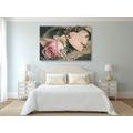 WANDBILD ROSE UND HERZ IN JUTE - VINTAGE- UND RETRO-BILDER - BILDER