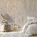ZELFKLEVEND FOTOBEHANG BEIGE HANGENDE GLAMOURBLOEMEN - FOTOBEHANG BLOEMEN - FOTOBEHANG