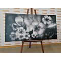 IMPRESSION SUR TOILE FANTAISIE FLORALE EN NOIR ET BLANC - IMPRESSIONS SUR TOILE NOIR ET BLANC - IMPRESSION SUR TOILE