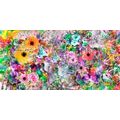 TABLEAU SUR TOILE – FLEURS MULTICOLORES - PEINTURES ABSTRAITES - TABLEAUX