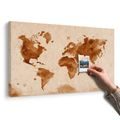 DECORATIVE PINBOARD WORLD MAP IN RETRO STYLE - PICTURES ON CORK - PICTURES