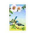 POSTER TITMOUSES AND BLOOMING FLOWERS - VINTAGE AND RETRO - POSTERS