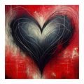 OBRAZ ČERNOBÍLÉ SRDCE V CHAOSU - OBRAZY LÁSKA - OBRAZY
