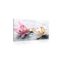 CANVAS PRINT TWO COLORFUL ORCHID FLOWERS - PICTURES FLOWERS - PICTURES