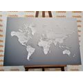 CANVAS PRINT BLACK AND WHITE MAP OF THE WORLD IN AN ORIGINAL DESIGN - PICTURES OF MAPS - PICTURES