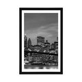 POSTER WITH MOUNT BLACK AND WHITE BROOKLYN BRIDGE - BLACK AND WHITE - POSTERS
