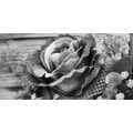 WANDBILD ELEGANTE VINTAGE-ROSE IN SCHWARZ-WEISS - SCHWARZ-WEISSE BILDER - BILDER