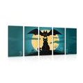 5-PIECE CANVAS PRINT FRIENDLY SPOOKS UNDER A FULL MOON - PICTURES CATS - PICTURES