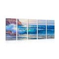 5-PIECE CANVAS PRINT SEA WAVES ON THE COAST - PICTURES OF NATURE AND LANDSCAPE - PICTURES