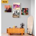 CANVAS PRINT SET ABSTRACT LIFE IN A BIG CITY - SET OF PICTURES - PICTURES