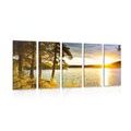 5-PIECE CANVAS PRINT SUNSET OVER THE LAKE - PICTURES OF NATURE AND LANDSCAPE - PICTURES