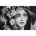 CANVAS PRINT ORIGINAL PAINTING OF A WOMAN IN BLACK AND WHITE - BLACK AND WHITE PICTURES - PICTURES