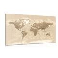 CANVAS PRINT WORLD MAP IN VINTAGE DESIGN - PICTURES OF MAPS - PICTURES