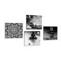 CANVAS PRINT SET FENG SHUI HARMONY IN BLACK AND WHITE - SET OF PICTURES - PICTURES