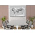 DECORATIVE PINBOARD BEAUTIFUL BLACK AND WHITE MAP OF THE WORLD - PICTURES ON CORK - PICTURES