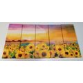 QUADRO IN 5 PARTI CAMPO DI GIRASOLI - QUADRI DI NATURA E PAESAGGIO - QUADRI