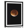 POSTER MIT PASSEPARTOUT MOND AM NACHTHIMMEL - UNIVERSUM UND STERNE - POSTER