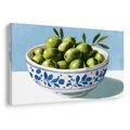 TABLEAU SUR TOILE – OLIVES VERTES DANS UN BOL - TABLEAUX DE NATURES MORTES - TABLEAUX