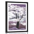 AFFICHE AVEC MONTURE ARBRE COUVERT DE NUAGES - NATURE - AFFICHES