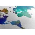 CANVAS PRINT COLORED MAP OF THE WORLD IN WATERCOLOR - PICTURES OF MAPS - PICTURES