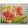 WANDBILD ROTE TULPEN IM INTERESSANTEN DESIGN - BILDER BLUMEN - BILDER