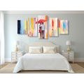 5-PIECE CANVAS PRINT WALK IN THE RAIN - PICTURES LOVE - PICTURES