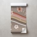 SELBSTKLEBENDE FOTOTAPETE PASTELLFARBENE BLUMEN UND REGENBOGENSTREIFEN - KINDERTAPETEN - TAPETEN