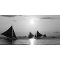 CANVAS PRINT OF BEAUTIFUL SUNSET AT SEA IN BLACK AND WHITE - BLACK AND WHITE PICTURES - PICTURES