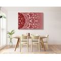 CANVAS PRINT WHITE MANDALA ON A BURGUNDY BACKGROUND - PICTURES FENG SHUI - PICTURES