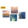 CANVAS PRINT SET NEW YORK IN UNIQUE COLORS - SET OF PICTURES - PICTURES