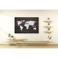 CANVAS PRINT WORLD MAP ON WOOD - PICTURES OF MAPS - PICTURES