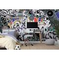SELF ADHESIVE WALLPAPER TRENDY PURPLE GRAFFITI WALL - WALLPAPERS - 🔥 TOTAL SALE 🔥